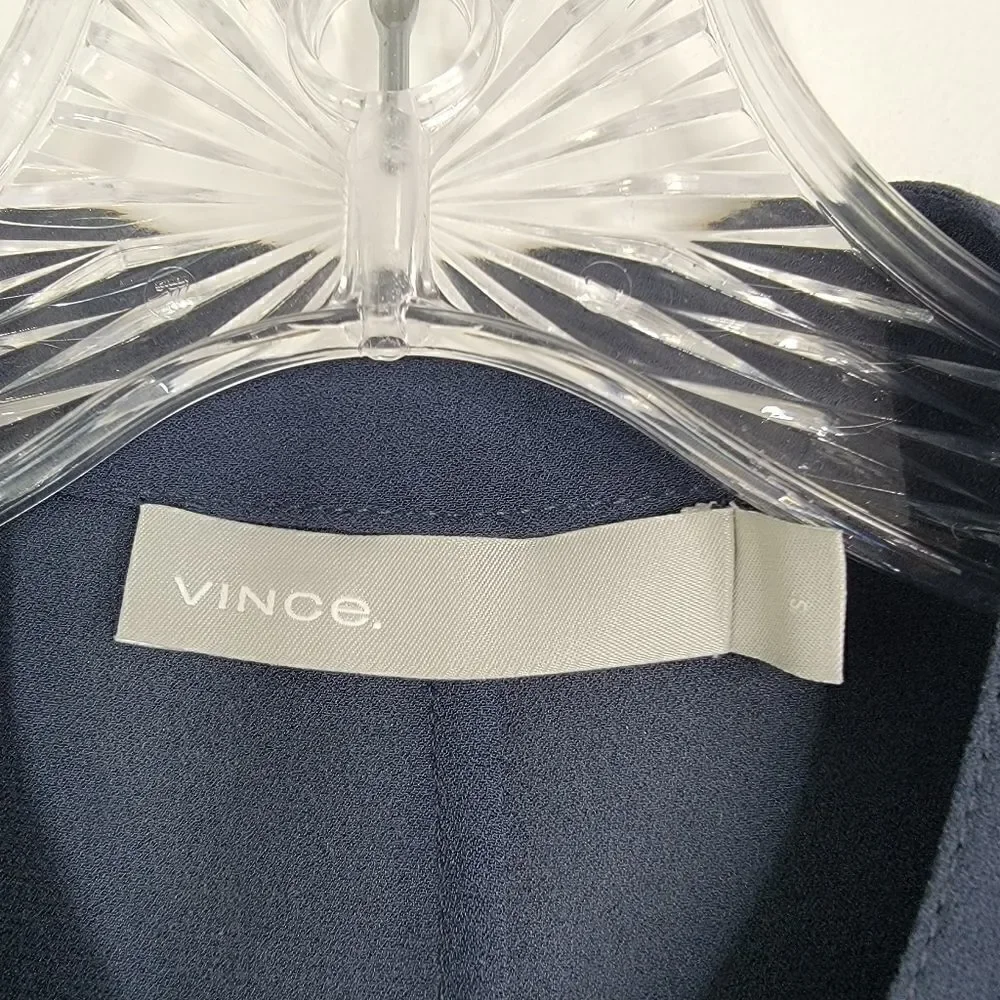 VINCE Silk Shirred Belted Shirtdress Coastal Blue Size Small - Picture 5 of 13